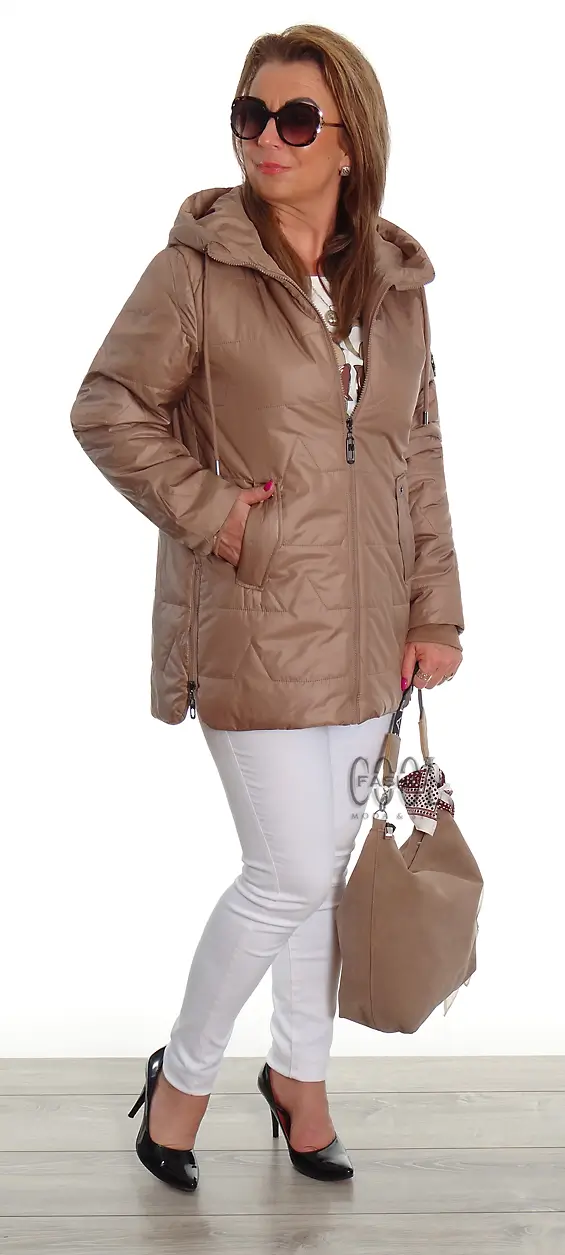 Přechodná lehká delší bunda NANCY karmel 5 Přechodná lehká delší bunda NANCY karmel - Obrázek 5